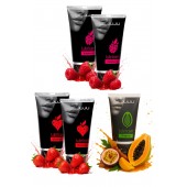 Набор из 5 съедобных лубрикантов JUJU (клубника х 2, малина х 2, тропические фрукты) - JuJu - купить с доставкой в Магнитогорске