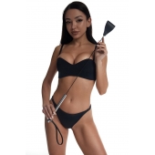 Стек с широким черным кожаным наконечником и металлической ручкой - 67 см. - Crazy Handmade - купить с доставкой в Магнитогорске