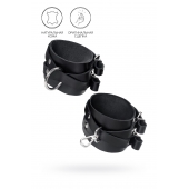 Черные кожаные оковы с двумя перекрёстными ремешками - Pecado - купить с доставкой в Магнитогорске