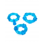 Набор из 3 синих эрекционных колец с различным рельефом - Erowoman-Eroman - в Магнитогорске купить с доставкой