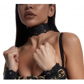 Черный ажурный чокер с золотистой фурнитурой - Crazy Handmade - купить с доставкой в Магнитогорске