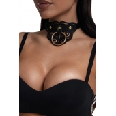 Черный чокер с клепками и золотистой фурнитурой - Crazy Handmade - купить с доставкой в Магнитогорске