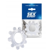 Прозрачное эрекционное кольцо со стимулирующими шариками - Sex Expert - в Магнитогорске купить с доставкой