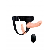 Женский страпон с 2 насадками, вибрацией и пультом ДУ - Erowoman-Eroman - купить с доставкой в Магнитогорске