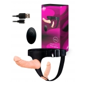 Женский страпон с 2 насадками, вибрацией и пультом ДУ - Erowoman-Eroman - купить с доставкой в Магнитогорске