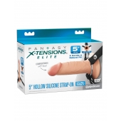 Телесный пустотелый фаллопротез 5’’ Hollow Silicone Strap-On - 14 см. - Pipedream - купить с доставкой в Магнитогорске