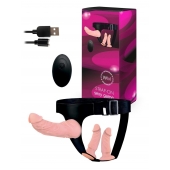 Женский страпон с 3 насадками и вибрацией - Erowoman-Eroman - купить с доставкой в Магнитогорске