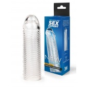 Прозрачная закрытая насадка на пенис с ребрышками - 16 см. - Sex Expert - в Магнитогорске купить с доставкой