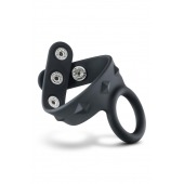 Черное эрекционное кольцо с подхватом мошонки на кнопках VS6 - Blush Novelties - в Магнитогорске купить с доставкой