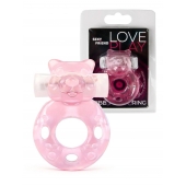 Розовое эрекционное виброкольцо в форме мишки - 1137 - в Магнитогорске купить с доставкой