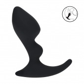 Черная анальная пробка для массажа простаты Double Ripple Silicone Prostate Massager - Shots Media BV - в Магнитогорске купить с доставкой