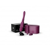 Фиолетовая секс-машина с функцией нагрева, насадками и присоской Sesh - Zalo - купить с доставкой в Магнитогорске