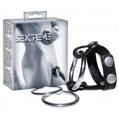 Подхват для мошонки с 3 съемными эрекционными кольцами Leder-Riemen - Orion - в Магнитогорске купить с доставкой