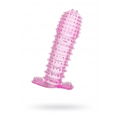 Гелевая розовая насадка с шипами - 12 см. - Toyfa Basic - в Магнитогорске купить с доставкой