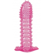 Гелевая розовая насадка с шипами - 12 см. - Toyfa Basic - в Магнитогорске купить с доставкой