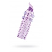 Гелевая фиолетовая насадка с шариками, шипами и усиком - 11 см. - Toyfa Basic - в Магнитогорске купить с доставкой