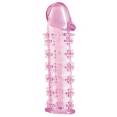 Гелевая розовая насадка на фаллос с шипами - 12 см. - Toyfa Basic - в Магнитогорске купить с доставкой