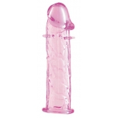 Гладкая розовая насадка с усиками под головкой - 12,5 см. - Toyfa Basic - в Магнитогорске купить с доставкой