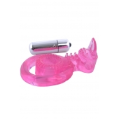 Розовая вибронасадка со стимулятор клитора   Язычок - Toyfa Basic - в Магнитогорске купить с доставкой