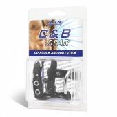 Утяжка на пенис на замочке Duo Cock And Ball Lock - BlueLine - купить с доставкой в Магнитогорске