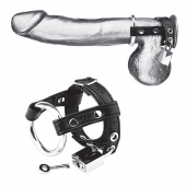 Утяжка на пенис на замочке Duo Cock And Ball Lock - BlueLine - купить с доставкой в Магнитогорске