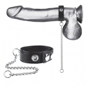 Утяжка на пенис с поводком Snap Cock Ring With 12  Leash - BlueLine - купить с доставкой в Магнитогорске