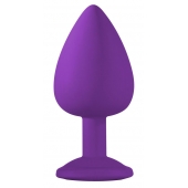 Большая фиолетовая анальная пробка Emotions Cutie Large с голубым кристаллом - 10 см. - Lola Games - купить с доставкой в Магнитогорске