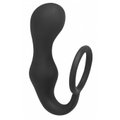 Чёрное эрекционное кольцо с анальной пробкой Double Pleasure Anal Plug - Lola Games - в Магнитогорске купить с доставкой