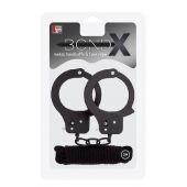 Чёрные наручники из листового металла в комплекте с веревкой BONDX METAL CUFFS LOVE ROPE SET - Dream Toys - купить с доставкой в Магнитогорске