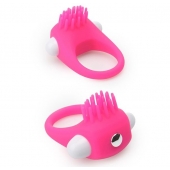 Розовое эрекционное кольцо с щеточкой LIT-UP SILICONE STIMU RING 5 - Dream Toys - в Магнитогорске купить с доставкой