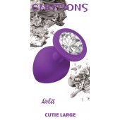 Большая фиолетовая анальная пробка Emotions Cutie Large с прозрачным кристаллом - 10 см. - Lola Games - купить с доставкой в Магнитогорске