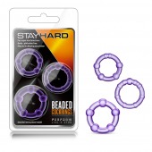 Набор из 3 фиолетовых эрекционных колец Stay Hard Beaded Cockrings - Blush Novelties - в Магнитогорске купить с доставкой