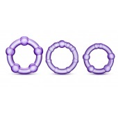 Набор из 3 фиолетовых эрекционных колец Stay Hard Beaded Cockrings - Blush Novelties - в Магнитогорске купить с доставкой
