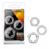 Набор из 3 прозрачных эрекционных колец Stay Hard Beaded Cockrings - Blush Novelties - в Магнитогорске купить с доставкой