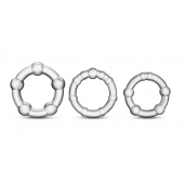 Набор из 3 прозрачных эрекционных колец Stay Hard Beaded Cockrings - Blush Novelties - в Магнитогорске купить с доставкой