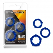 Набор из 3 синих эрекционных колец Stay Hard Beaded Cockrings - Blush Novelties - в Магнитогорске купить с доставкой