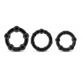 Набор из 3 чёрных эрекционных колец Stay Hard Beaded Cockrings - Blush Novelties - в Магнитогорске купить с доставкой