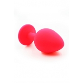 Розовая силиконовая анальная пробка с красным кристаллом - 7 см. - Kanikule - купить с доставкой в Магнитогорске