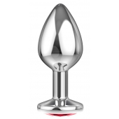 Большая серебристая анальная пробка Diamond Red Sparkle Large с красным кристаллом - 8 см. - Lola Games - купить с доставкой в Магнитогорске