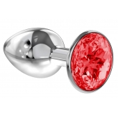 Малая серебристая анальная пробка Diamond Red Sparkle Small с красным кристаллом - 7 см. - Lola Games - купить с доставкой в Магнитогорске