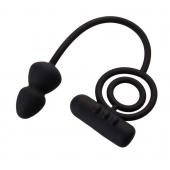 Чёрное эрекционное кольцо с вибропулькой и анальным хвостом - Erotist Adult Toys - в Магнитогорске купить с доставкой