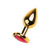 Золотистая анальная пробка с кристаллом-сердцем - 7,5 см. - ToyFa - купить с доставкой в Магнитогорске