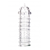 Прозрачная насадка на пенис TOYFA A-Toys с ребрами и точками - 15,3 см. - A-toys - в Магнитогорске купить с доставкой