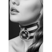 Чёрный тройной чокер с большим кольцом - Bijoux Pour Toi - купить с доставкой в Магнитогорске