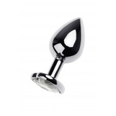 Серебристая анальная пробка с прозрачным кристаллом-сердцем - 8 см. - ToyFa - купить с доставкой в Магнитогорске