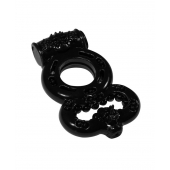 Чёрное эрекционное кольцо Rings Treadle с подхватом - Lola Games - в Магнитогорске купить с доставкой