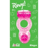 Розовое эрекционное кольцо с вибрацией Rings Ringer - Lola Games - в Магнитогорске купить с доставкой
