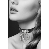 Черный чокер с двумя кольцами - Bijoux Pour Toi - купить с доставкой в Магнитогорске