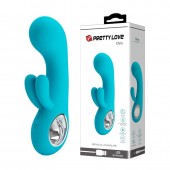Бирюзовый вибратор Chris с клиторальным отростком - 15,4 см. - Baile