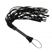 Чёрная плеть с кожаной рукоятью - 65 см. - Sitabella - купить с доставкой в Магнитогорске